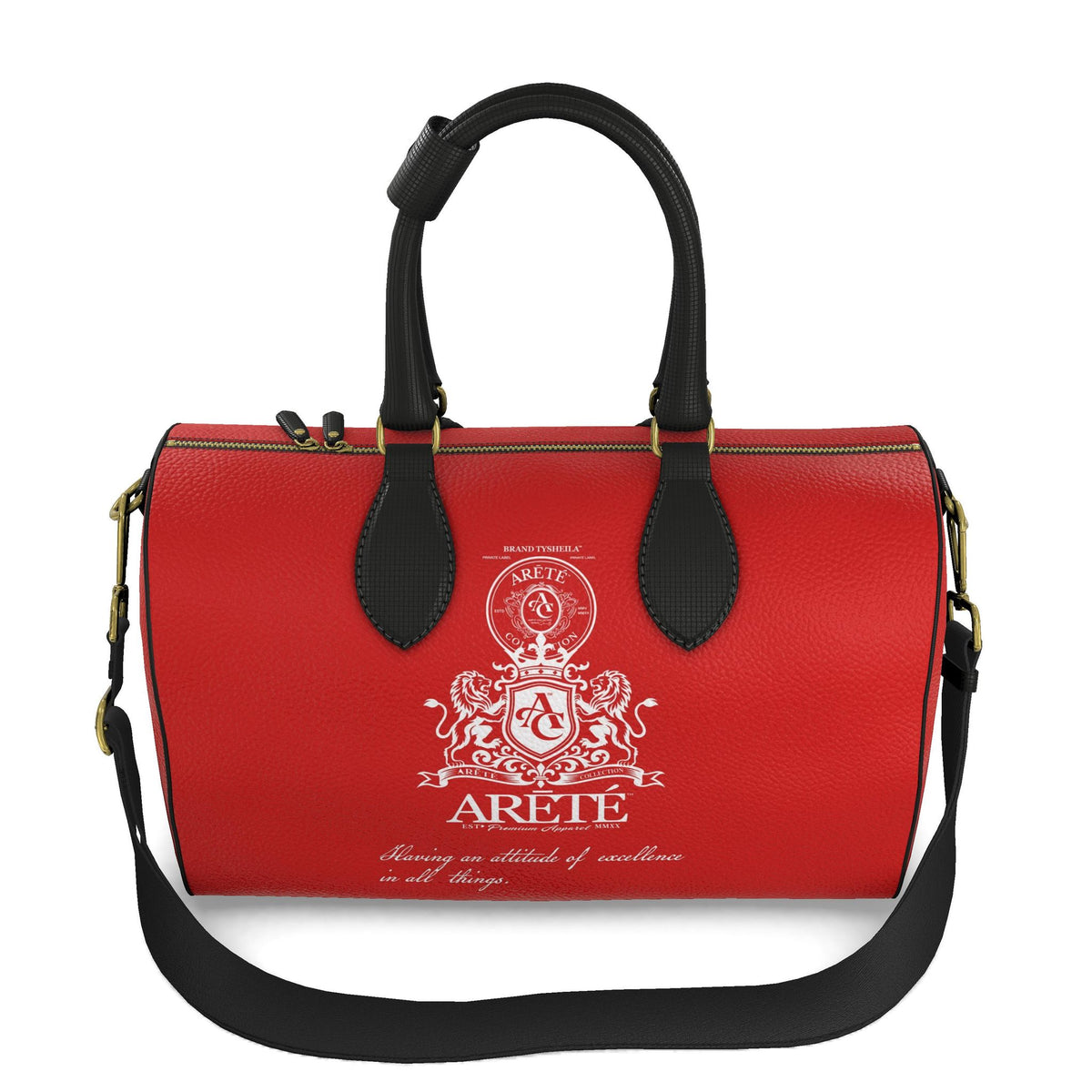 The ARĒTÉ™ Signature Heraldic Red Leather Duffle Bag