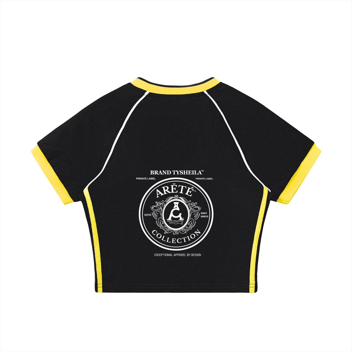 ARĒTÉ™ Contrast Trim V-Neck Crop T-Shirt
