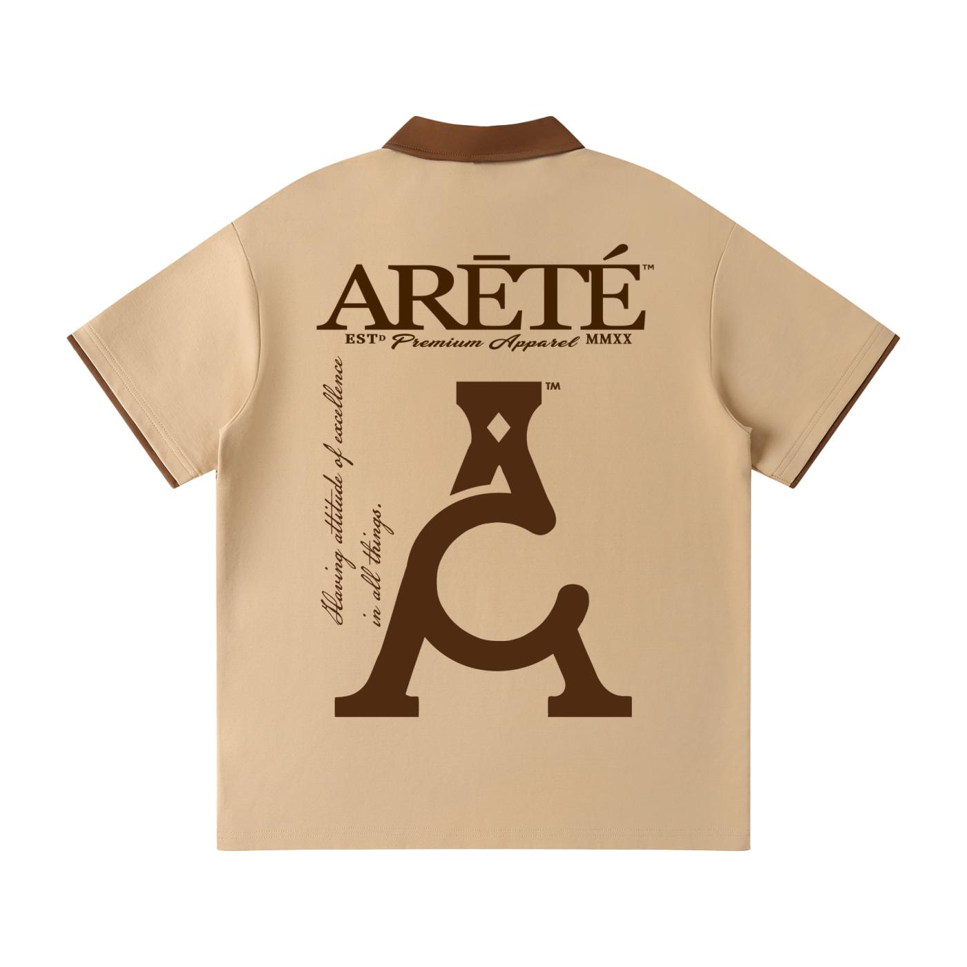 ARĒTÉ™ Contrast Collar Kahaki Raglan Polo Shirt