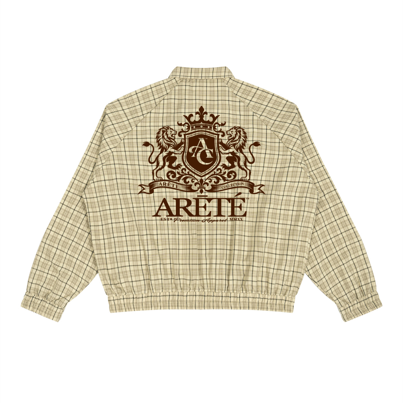 ARĒTÉ™ Unisex Plaid Full-Zip Track Jacket_Apricot
