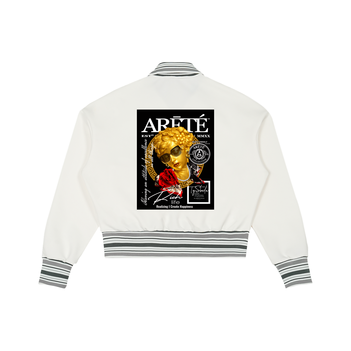 The ARĒTÉ Striped Rib Collar Zip Jacket