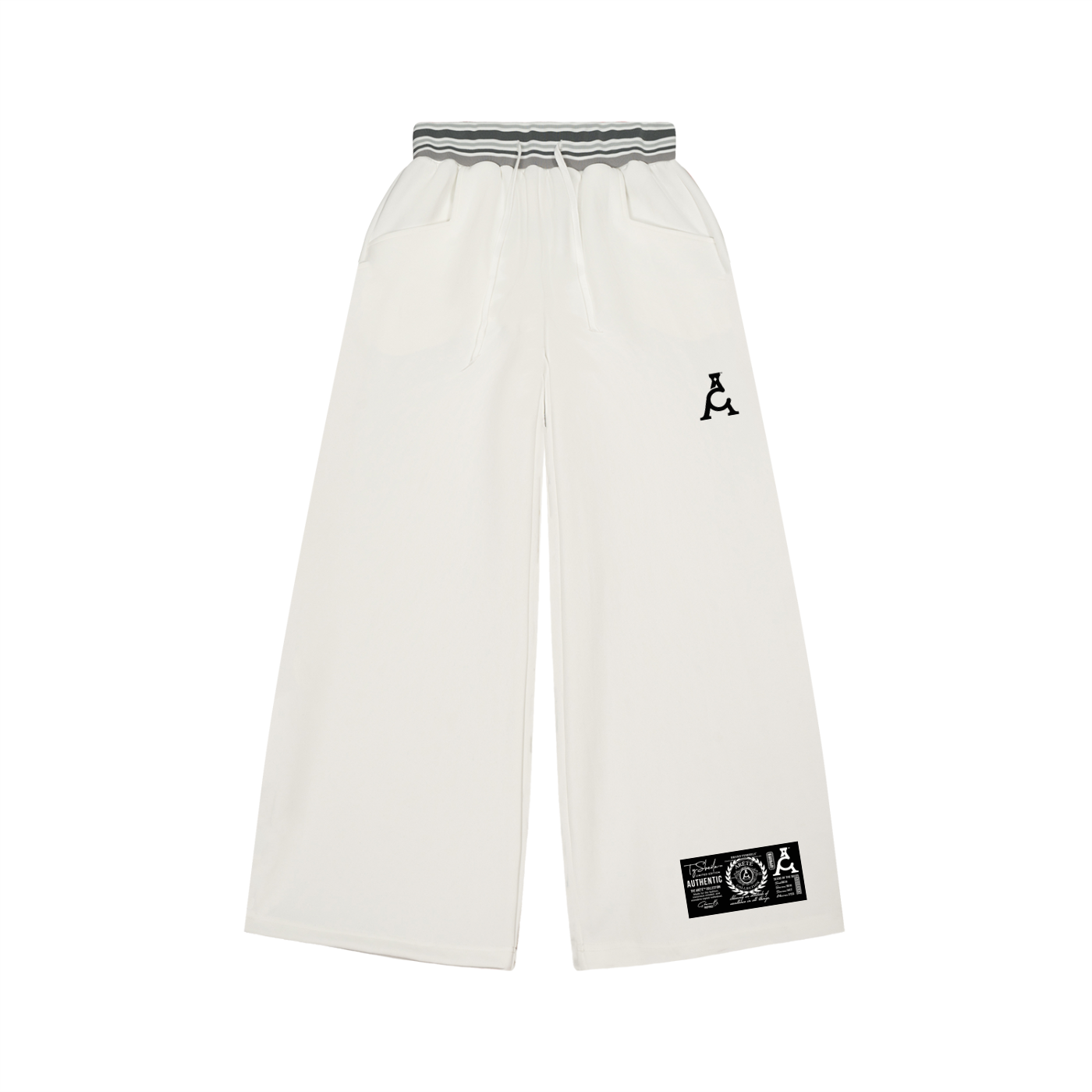 ARĒTÉ Logo Striped Waist Wide Leg Pants