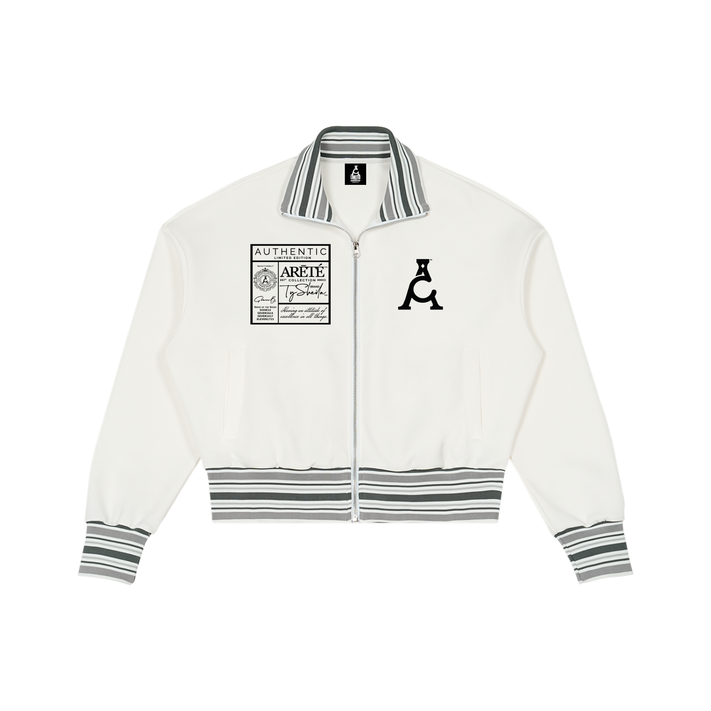ARĒTÉ Logo Striped Rib Collar Zip Jacket