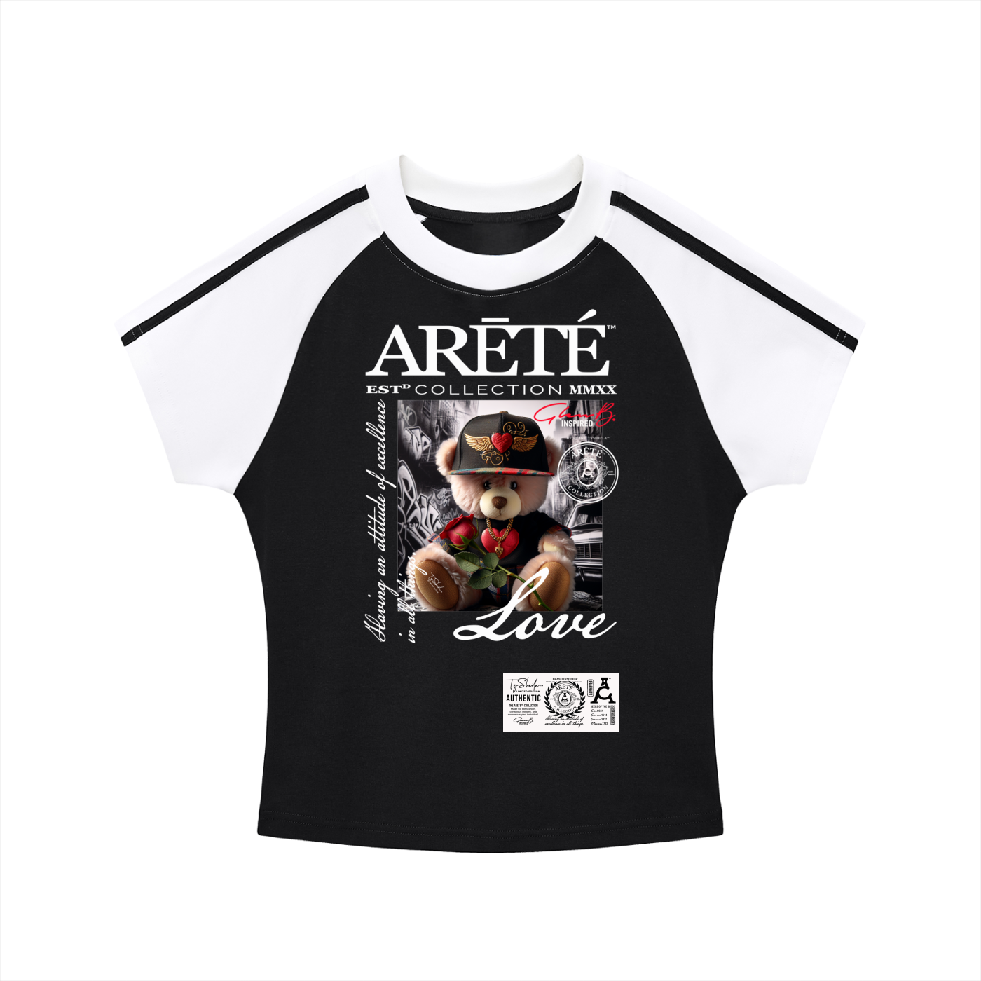 The ARĒTÉ™ Bear "LOVE" Bodycon Raglan Sleeve T-Shirt
