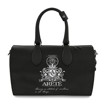 The ARĒTÉ™ Signature Heraldic Black Leather Duffle Bag