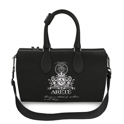 The ARĒTÉ™ Signature Heraldic Black Leather Duffle Bag