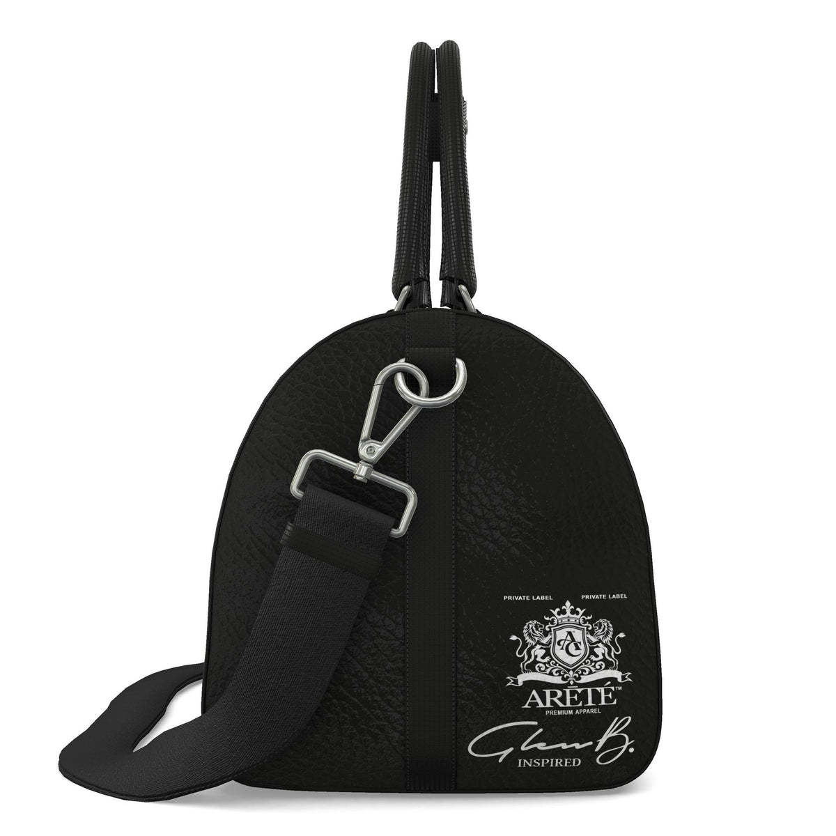 The ARĒTÉ™ Signature Heraldic Black Leather Duffle Bag
