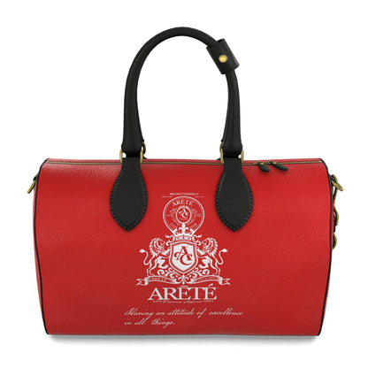 The ARĒTÉ™ Signature Heraldic Red Leather Duffle Bag