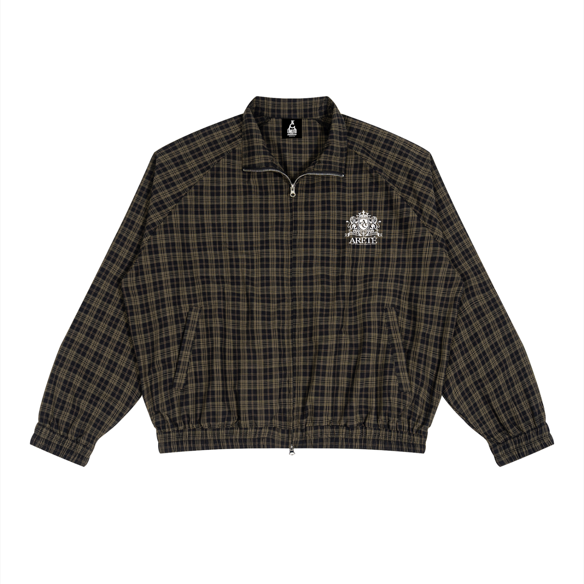 ARĒTÉ™ Unisex Plaid Full-Zip Track Jacket_Black Plaid