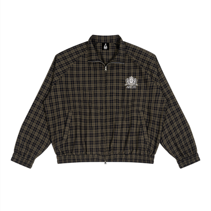 ARĒTÉ™ Unisex Plaid Full-Zip Track Jacket_Black Plaid