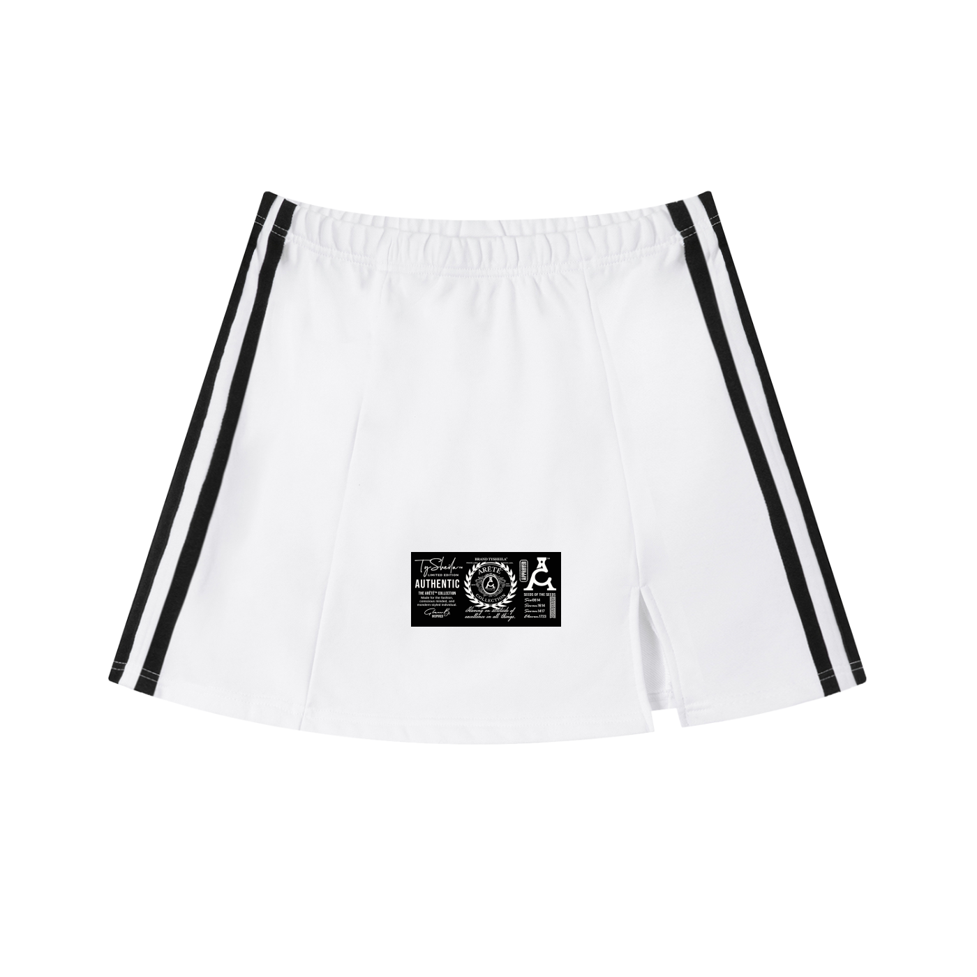 The ARĒTÉ White Contrast Side Stripe Slit Skirt