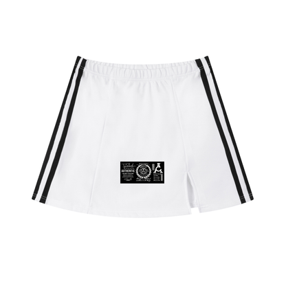 The ARĒTÉ White Contrast Side Stripe Slit Skirt