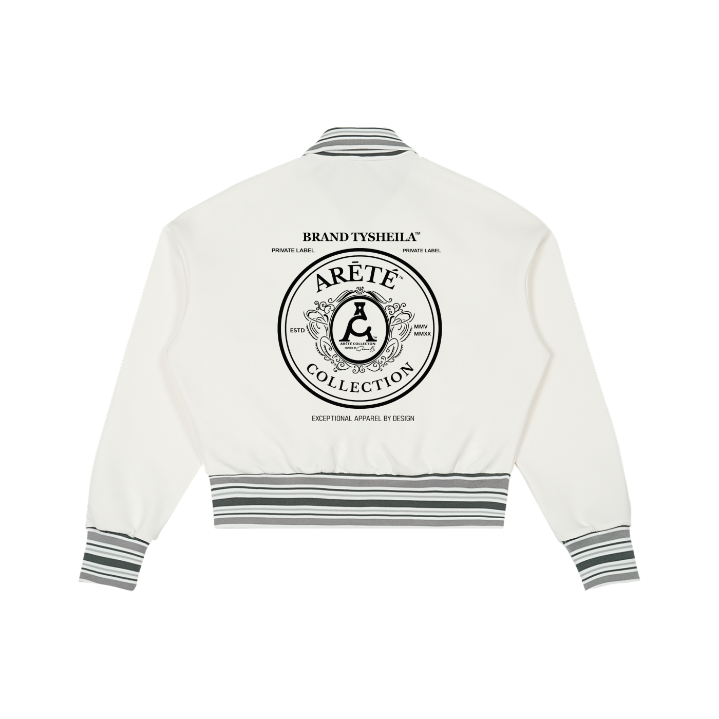 ARĒTÉ Logo Striped Rib Collar Zip Jacket