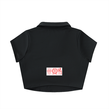 ARĒTÉ V-Neck Lapel Crop Top