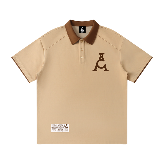 ARĒTÉ™ Contrast Collar Kahaki Raglan Polo Shirt