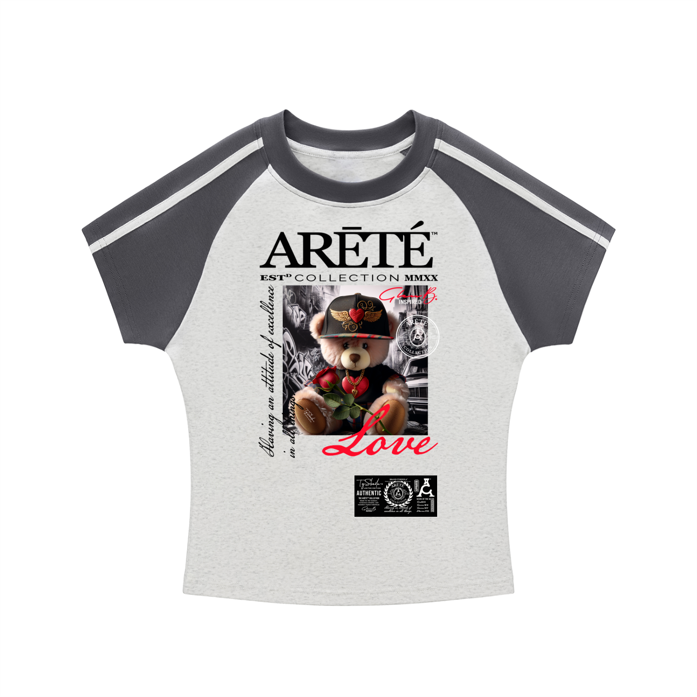 The ARĒTÉ™ Bear "LOVE" 2 Bodycon Raglan Sleeve T-Shirt
