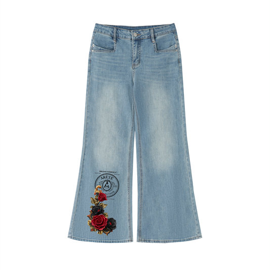 ARĒTÉ™ Women's Vintage Wash Flared Leg Jeans