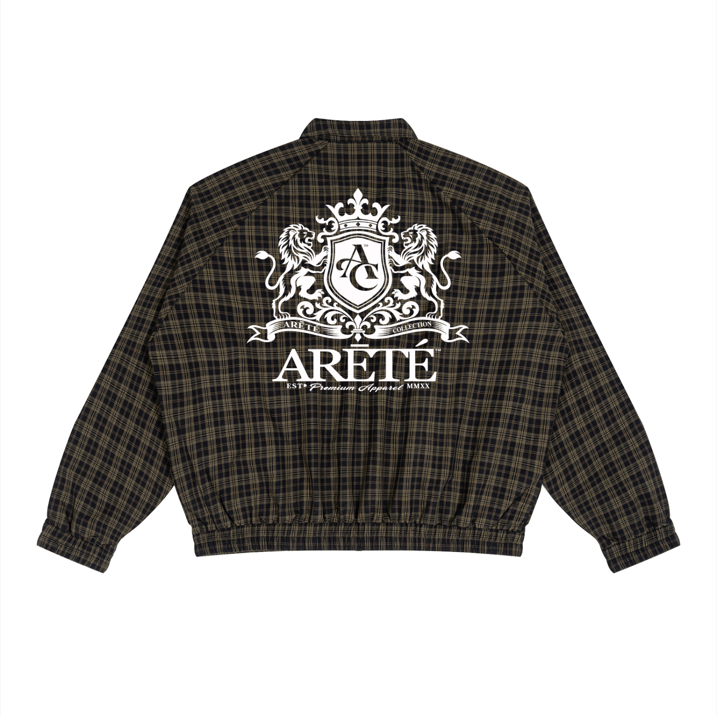 ARĒTÉ™ Unisex Plaid Full-Zip Track Jacket_Black Plaid