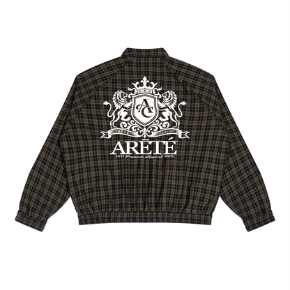 ARĒTÉ™ Unisex Plaid Full-Zip Track Jacket_Black Plaid