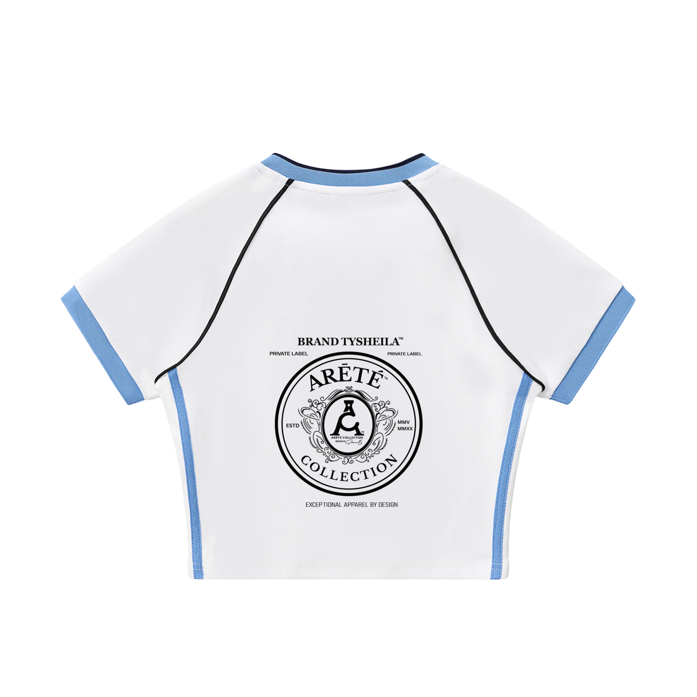 ARĒTÉ™ Contrast Trim V-Neck Crop T-Shirt