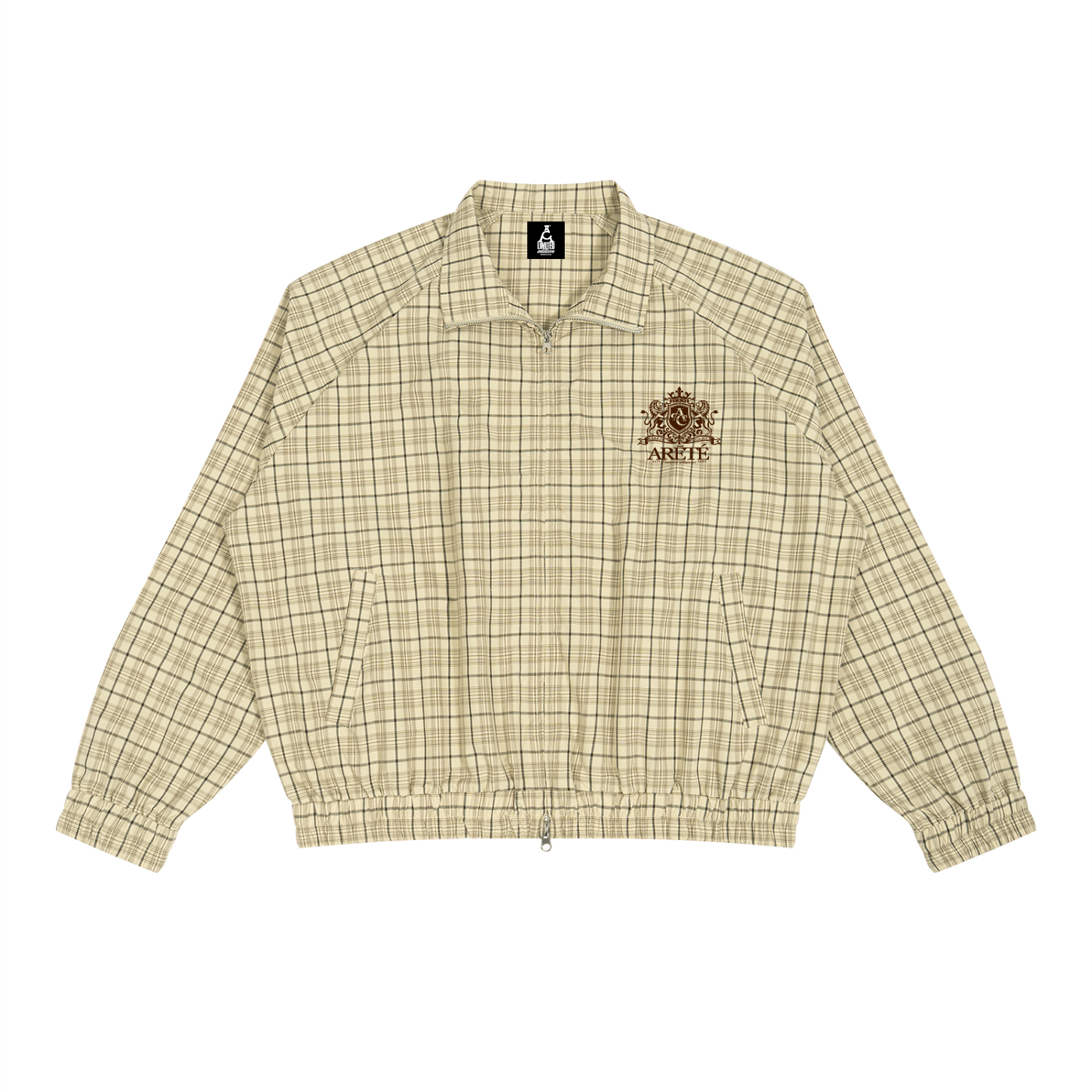 ARĒTÉ™ Unisex Plaid Full-Zip Track Jacket_Apricot