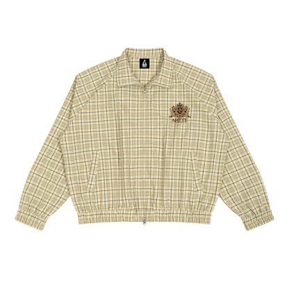 ARĒTÉ™ Unisex Plaid Full-Zip Track Jacket_Apricot