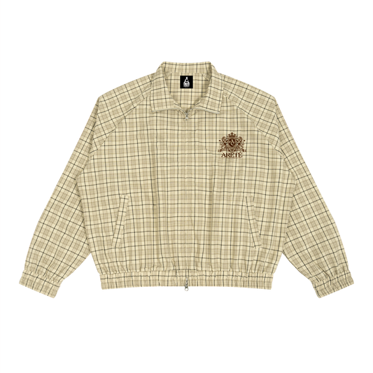 ARĒTÉ™ Unisex Plaid Full-Zip Track Jacket_Apricot