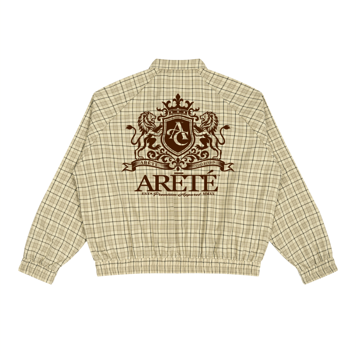 ARĒTÉ™ Unisex Plaid Full-Zip Track Jacket_Apricot