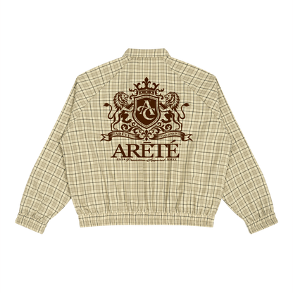ARĒTÉ™ Unisex Plaid Full-Zip Track Jacket_Apricot