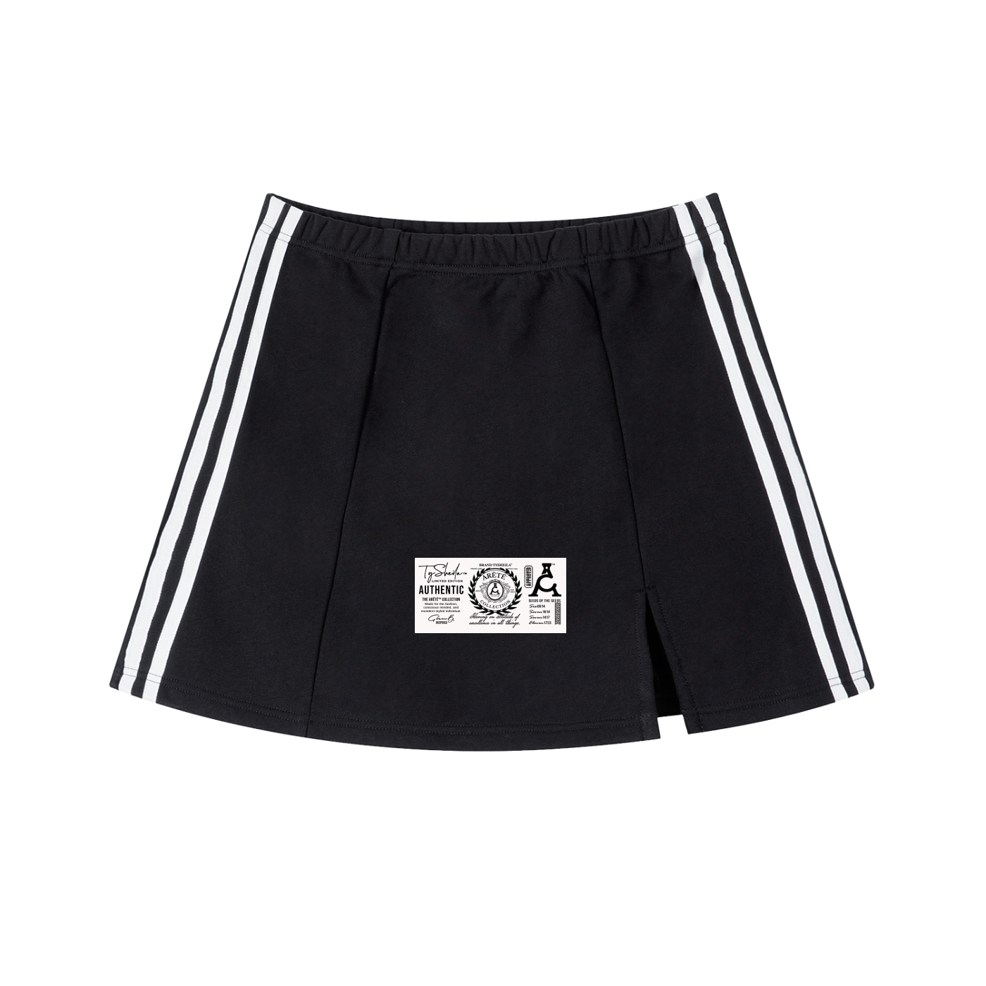 The ARĒTÉ Black Contrast Side Stripe Slit Skirt