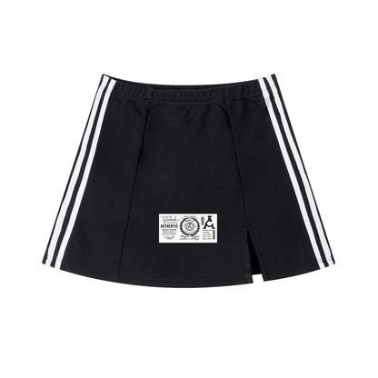 The ARĒTÉ Black Contrast Side Stripe Slit Skirt