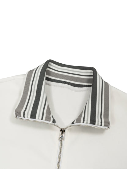 ARĒTÉ Logo Striped Rib Collar Zip Jacket