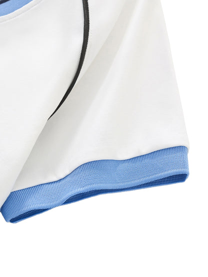 ARĒTÉ™ Contrast Trim V-Neck Crop T-Shirt